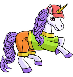 Jumping Unicorn Cartoon Colored Clipart