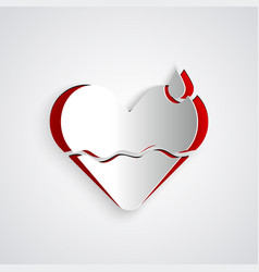 Paper Cut Heart Heal Icon Isolated On Grey