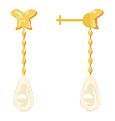 Golden Earrings Icon Cartoon Gold Pearl