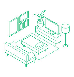 Isometric Living Room Outline