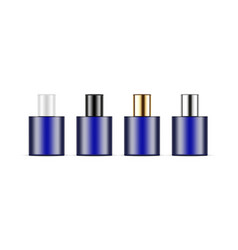 Set Of Small Blue Cosmetic Bottles With Caps