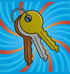 Group Keys On A Keychain Pop Art Style