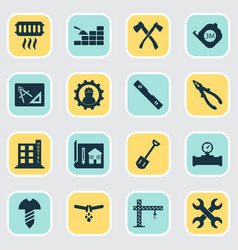 Industrial Icons Set With Bricklaying