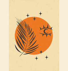 Palm Leaf And Sun Art Abstract Poster