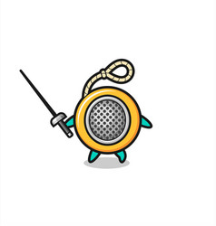 Yoyo Earth Cartoon As Fencer Mascot