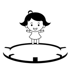 Cute Little Girl Jumping On A Trampoline