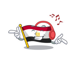 Listening Music Flag Egypt Folded In Mascot