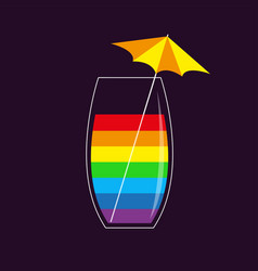 Rainbow Cocktail Glass Umbrella Stick Drink Gay