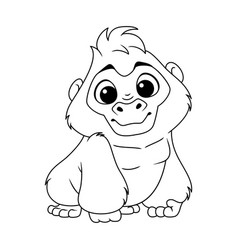 Cute Gorilla Coloring Page Cartoon