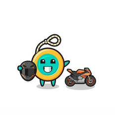 Cute Yoyo Cartoon As A Motorcycle Racer