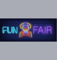 Fun Fair Neon Text With Smiling Clown