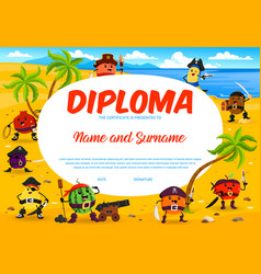 Kids Diploma Certificate Fruit Pirates Characters