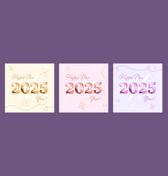 New 2025 Year Postcards With Metallic Numbers