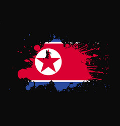 North Korea Flag With Grunge Effect Design