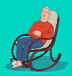 Pop Art Senior Man Sleeping In Chair Grandfather