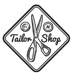 Tailor Shop Label Monochrome Logo Round Emblem