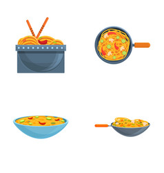 Noodle Icons Set Cartoon Asian