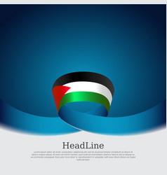 Palestine Flag On Blue White Background Gaza Strip