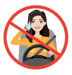 Woman Driving A Car Talking On The Phone Sign