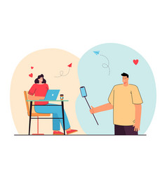 Lovers Chatting Via Social Networks Flat