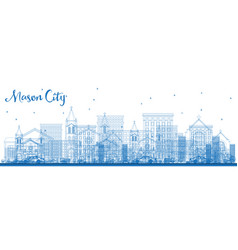 Outline Mason City Iowa Skyline With Blue