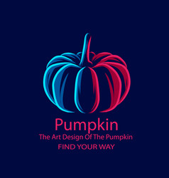 Pumpkin On Autumn Season Logo Line Pop Art