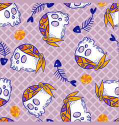 Punk Skulls With Bandana Seamless Pattern