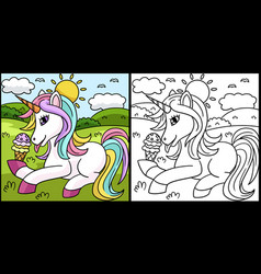 Unicorn Eating Ice Cream Coloring