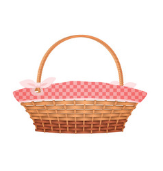 3d Wicker Basket With Pink Ribbon Bow On Handle