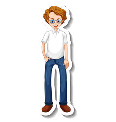 A Sticker Template With Nerdy Man In Standing