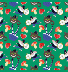 Alice In Wonderland Seamless Pattern With Rabbit