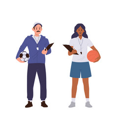 Man And Woman Sports Trainer Cartoon Characters