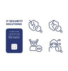 Cybersecurity Solutions Linear Desktop Icons Set