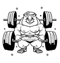 Funny Cartoon Fat Man With A Barbell