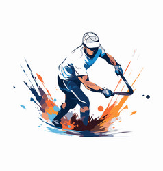 Ice Hockey Player With A Puck On White Background