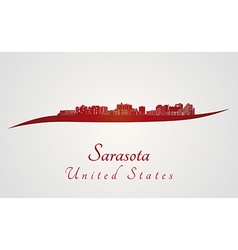 Sarasota Skyline In Red