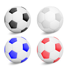 Set Of Realistic 3d Color Soccer Ball With Shadow