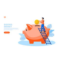 Man Saving Money In Piggy Bank Concept