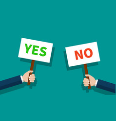 Placard With Yes Or No Sign Hand Holding Board Up