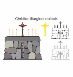 Christian Liturgical Objects And Stone Table