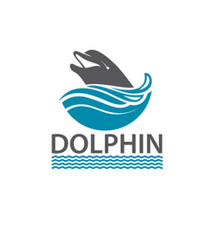 Dolphin Emblem With Sea Waves