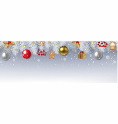 Christmas Border With Silver Firtree