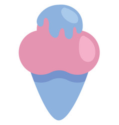 Ice Cream In Blue Cone On A White Background