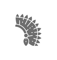 Indian Chief Headdress Native American Grey