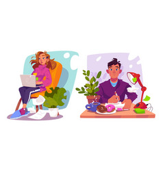 Male And Female Freelancers Working Home