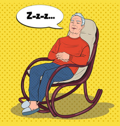 Pop Art Senior Man Sleeping In Chair Grandfather