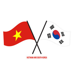 Vietnam And South Korea Flags Crossed And Waving