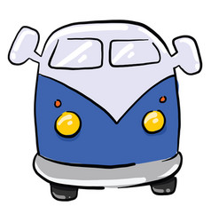 Blue Mini Bus On White Background