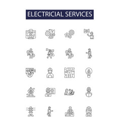 Electricial Services Line Icons And Signs