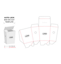 Auto Lock Box Die Cut Template